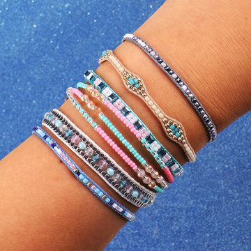 BLUESTAR 6pcs One Set Women Crystal Bead Bracelet Handmade Woven Boho MIYUKI Bead Bracelets Jewelry Accessories daiiibabyyy